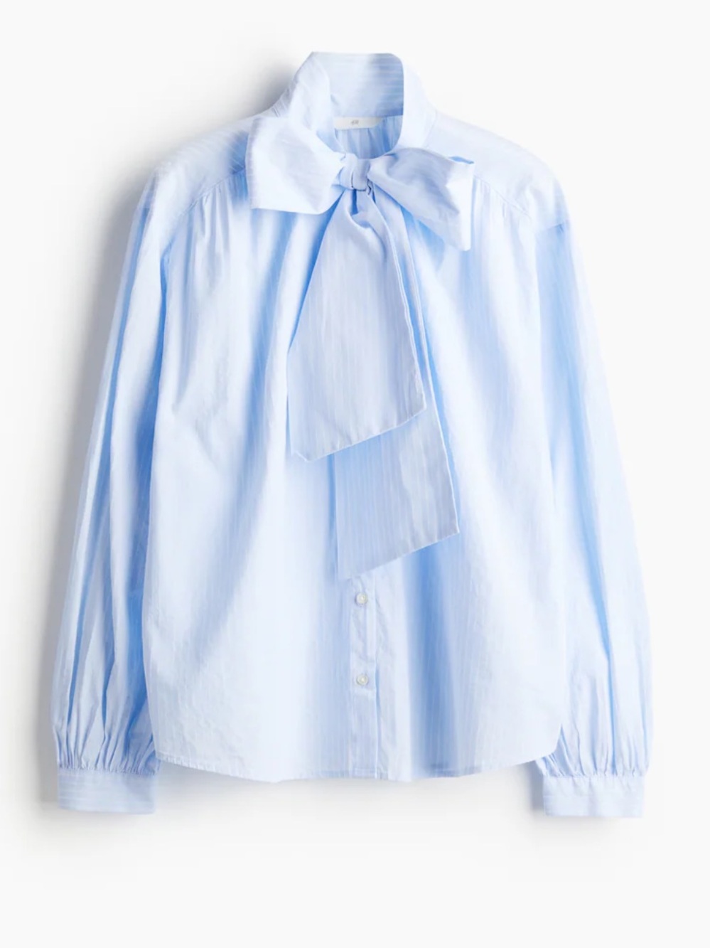 H&M Light Blue Tie-Neck Blouse
